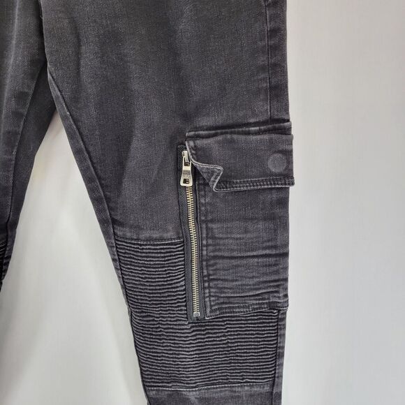 V1969 Vercase Moto Jeans Mens 28x30 Black Cargo Skinny Rock And Roll Emo Punk - Picture 3 of 15